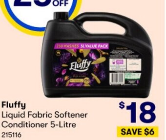 BIG W Fluffy Liquid Fabric Softener Conditioner 5-Litre offer