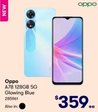 BIG W Oppo A78 128GB 5G Glowing Blue 285961 offer
