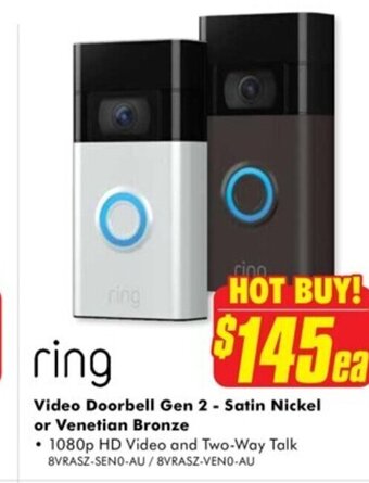 Video Doorbell Gen 2 - Satin Nickel or Venetian Bronze