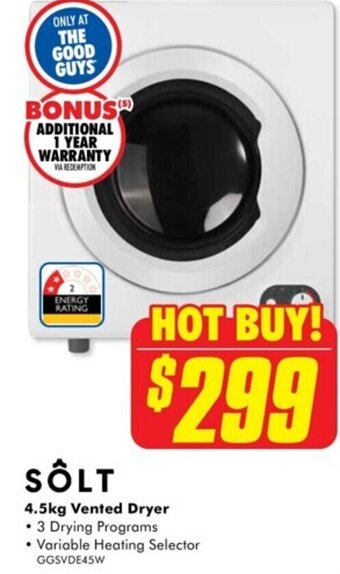 The Good Guys 4.5kg Vented Dryer offer