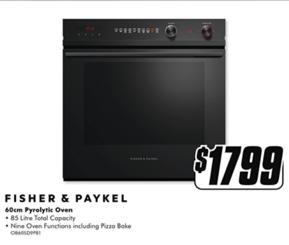FISHER & PAYKEL 60cm Pyrolytic Oven offer at The Good Guys