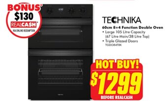 The Good Guys TECHNIKA 60cm 8+4 Function Double Oven offer