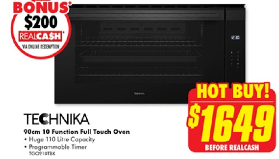 TECHNIKA 90cm 10 Function Full Touch Oven Huge 110 Litre Capacity