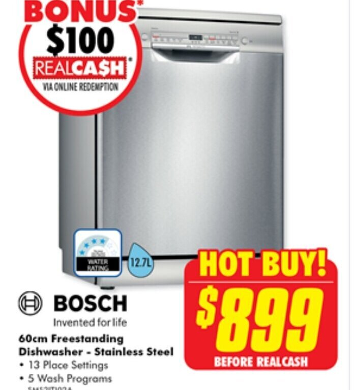 60cm Freestanding Dishwasher Stainless Steel offer at The Good Guys