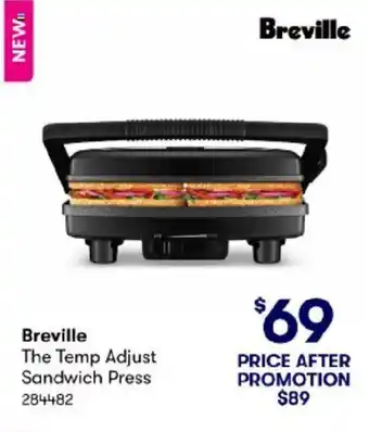 BIG W Breville The Temp Adjust Sandwich Press offer