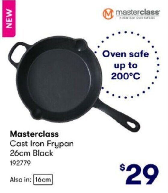 Masterclass Cast Iron Frypan 26cm Black 192779 offer at BIG W