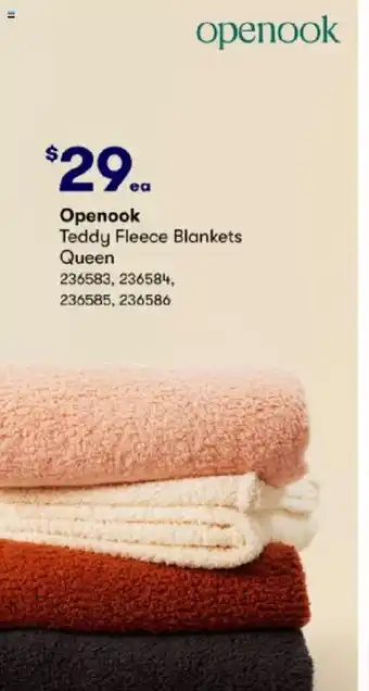 BIG W Openook Teddy Fleece Blankets Queen offer