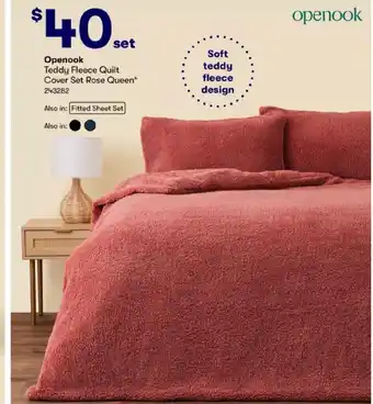 BIG W Openook Teddy Fleece Quilt Cover Set Rose Queen* 243282 offer