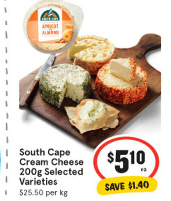 IGA South Cape Cream Cheese 200g Selected Varieties offer