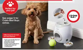 Coles SABA Interactive Pet Fetch and Treat Dispenser offer