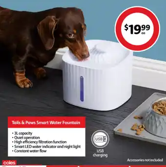 Coles Tails & Paws Smart Water Fountain offer