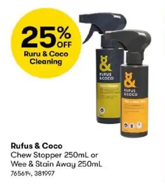 BIG W Rufus & Coco Chew Stopper 250mL or Wee & Stain Away 250mL offer