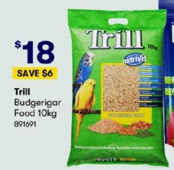 BIG W Trill Budgerigar Food 10kg offer