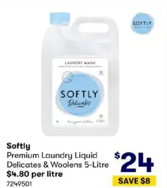 BIG W Softly Premium Laundry Liquid Delicates & Woolens 5-Litre offer