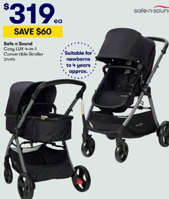 BIG W Safe n Sound Cosy LUX 4-in-1 Convertible Stroller offer
