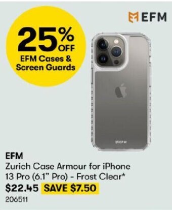 BIG W EFM Zurich Case Armour for iPhone 13 Pro (6.1" Pro) - Frost Clear offer