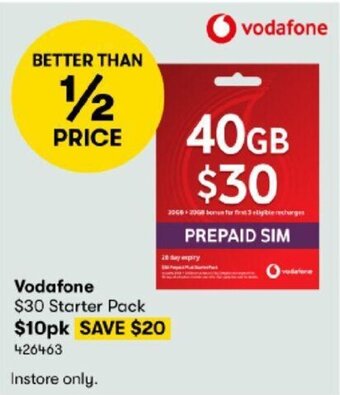 BIG W Vodafone $30 Starter Pack offer