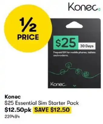 BIG W Konec $25 Essential Sim Starter Pack offer