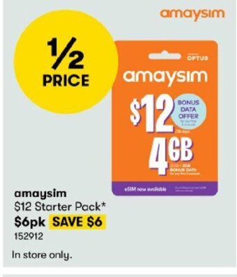 BIG W amaysim $12 Starter Pack* offer