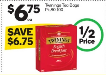 Woolworths Twinings Tea Bags Pk 80-100 offer