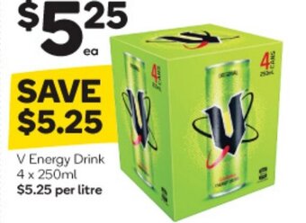 Woolworths V Energy Drink 4 x 250ml offer