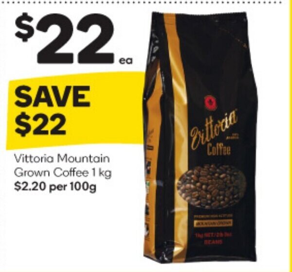 Vittoria Mountain Grown Coffee 1 kg offer at Woolworths