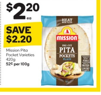 Woolworths Mission Pita Pocket Varieties 420g offer