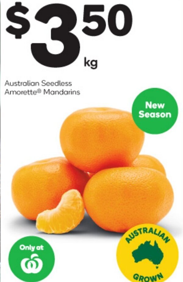 Australian Seedless Amorette Mandarins offer at Woolworths