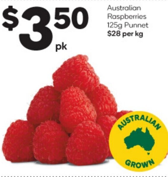 Australian Raspberries 125g offer at Woolworths