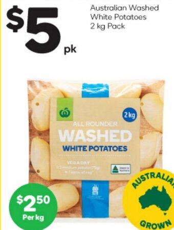 Woolworths Australian Washed White Potatoes 2 kg Pack offer