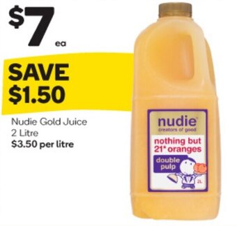 Woolworths Nudie Gold Juice 2 Litre offer