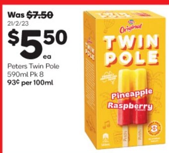 Woolworths Peters Twin Pole 590ml Pk 8 offer