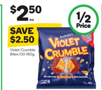 Woolworths Violet Crumble Bites 130-180g offer