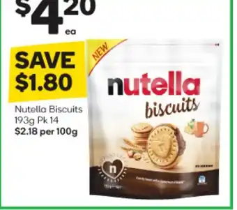 Woolworths Nutella Biscuits 193g Pk 14 offer