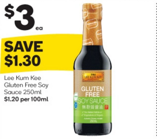 Lee Kum Kee Gluten Free Soy Sauce 250ml offer at Woolworths