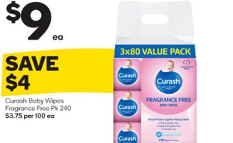 Woolworths Curash Baby Wipes Fragrance Free Pk 240 offer
