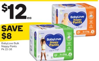 Woolworths BabyLove Bulk Nappy Pants Pk 22-38 offer