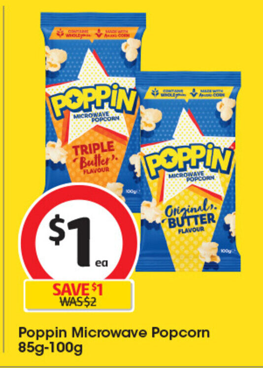 Poppin Microwave Popcorn 85g100g offer at Coles