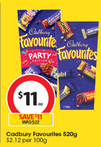 Coles Cadbury Favourites 520g offer