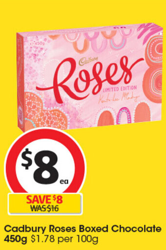 Coles Cadbury Roses Boxed Chocolate 450g offer