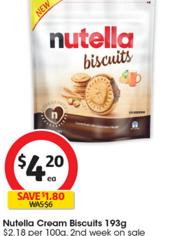 Coles Nutella Cream Biscuits 193g offer
