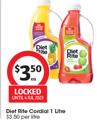 Coles Diet Rite Cordial 1 Litre offer