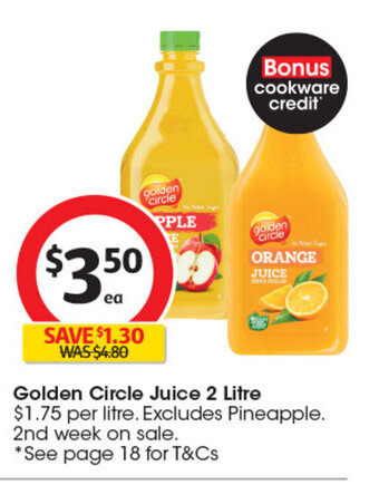 Coles Golden Circle Juice 2 Litre offer