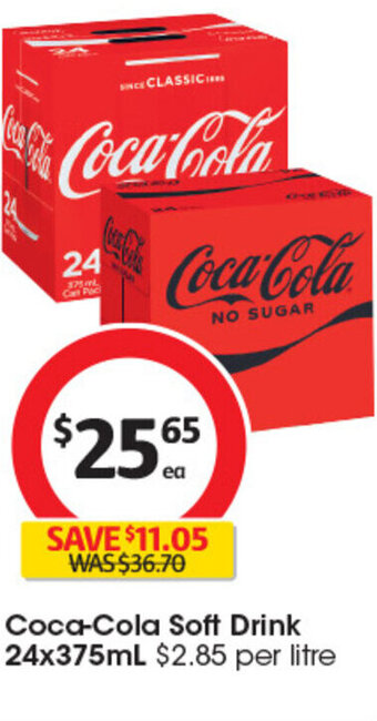 Coles Coca-Cola Soft Drink 24x375mL offer