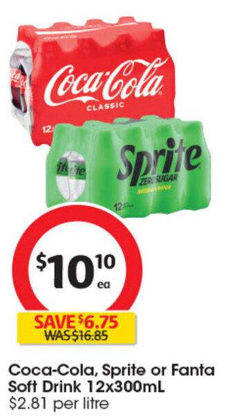 Coles Coca-Cola, Sprite or Fanta Soft Drink 12x300mL offer