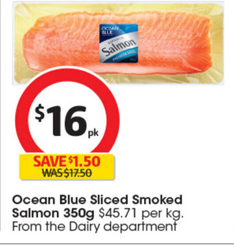 Coles Ocean Blue Sliced Smoked Salmon 350g offer