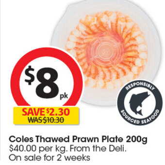 Coles Coles Thawed Prawn Plate 200g offer