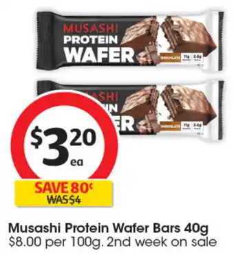 Coles Musashi Protein Wafer Bars 40g offer