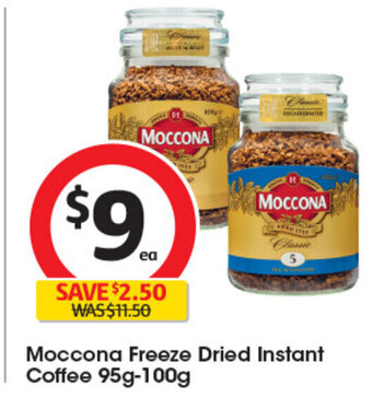 Coles Moccona Freeze Dried Instant Coffee 95g-100g offer