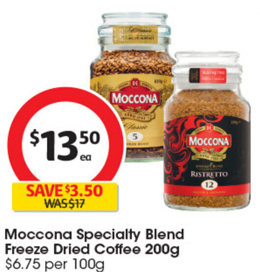 Moccona Specialty Blend Freeze Dried Coffee 200g offer at Coles